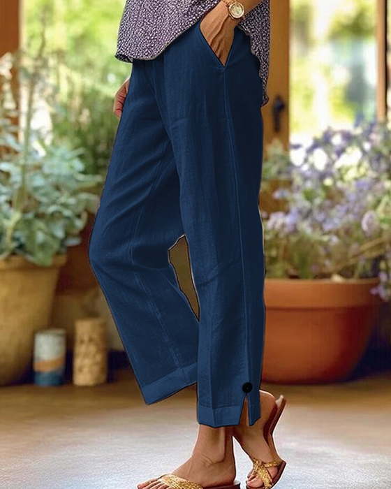 Broek Effen Rechte Pijp Casual