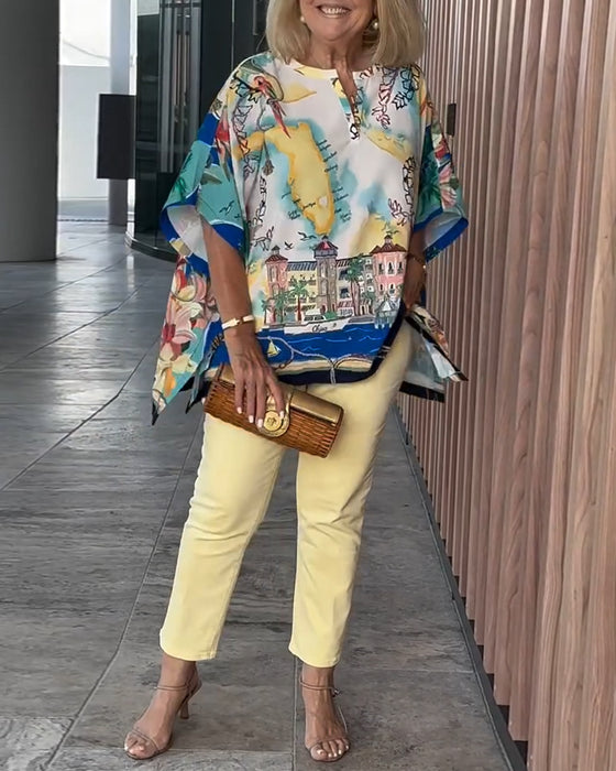 Blouse Vleermuismouw Print