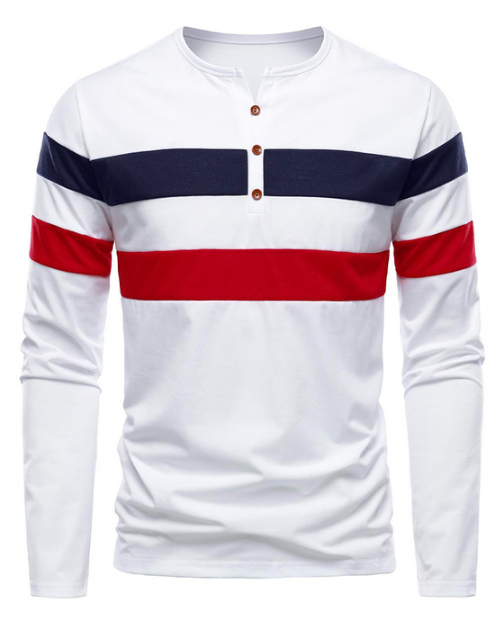 T-Shirt Rondhals Gestreept Lange Mouw Heren