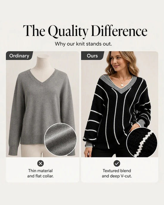 Pullover Trui Casual Loose Fit Streep