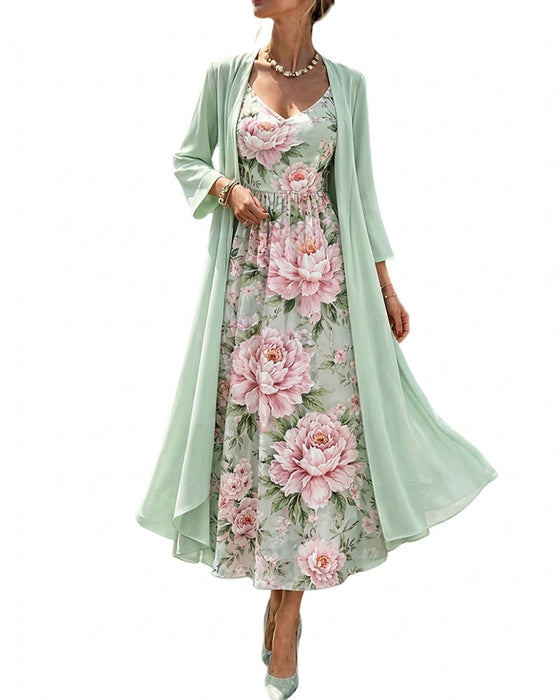 Set Bloemen Afdruk Jurk Tweedelig