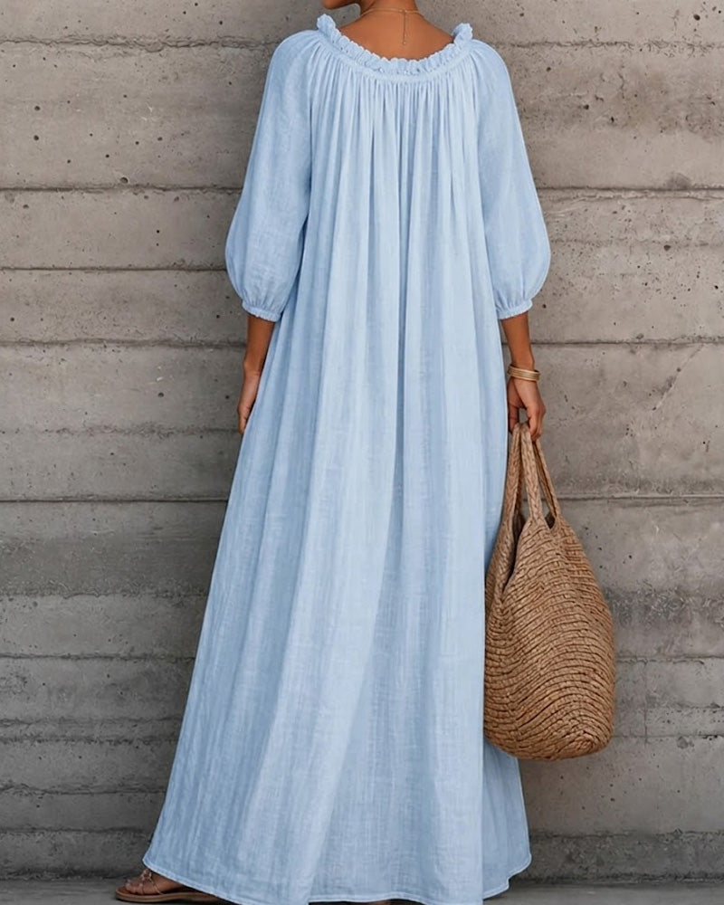 Jurk Puur Wit Ballon Mouw Volle Rok Maxi