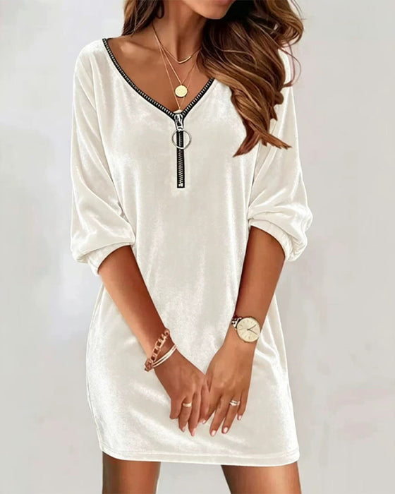 Jurk Effen Rits Casual