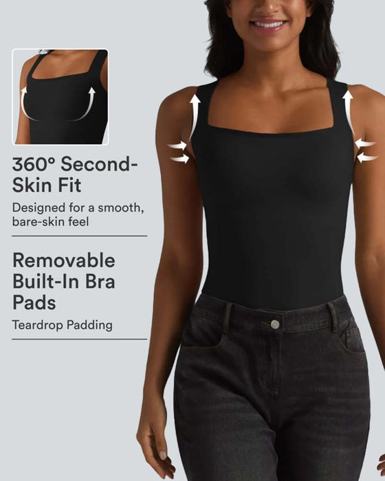 Tank Top Effen Kleur Vierkante Hals Ingebouwde Bh