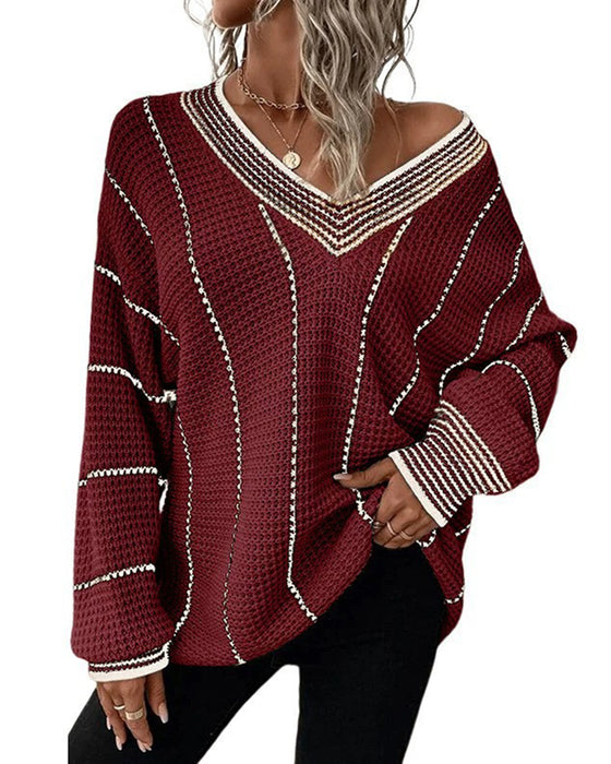 Pullover Trui Casual Loose Fit Streep