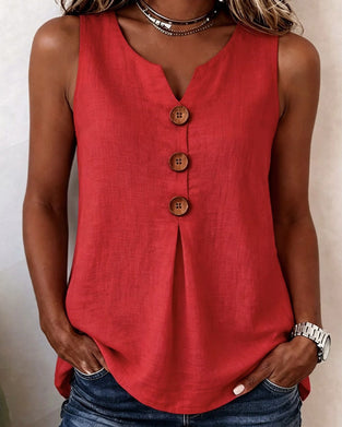 Tanktop Drieknoops Mouwloos Effen