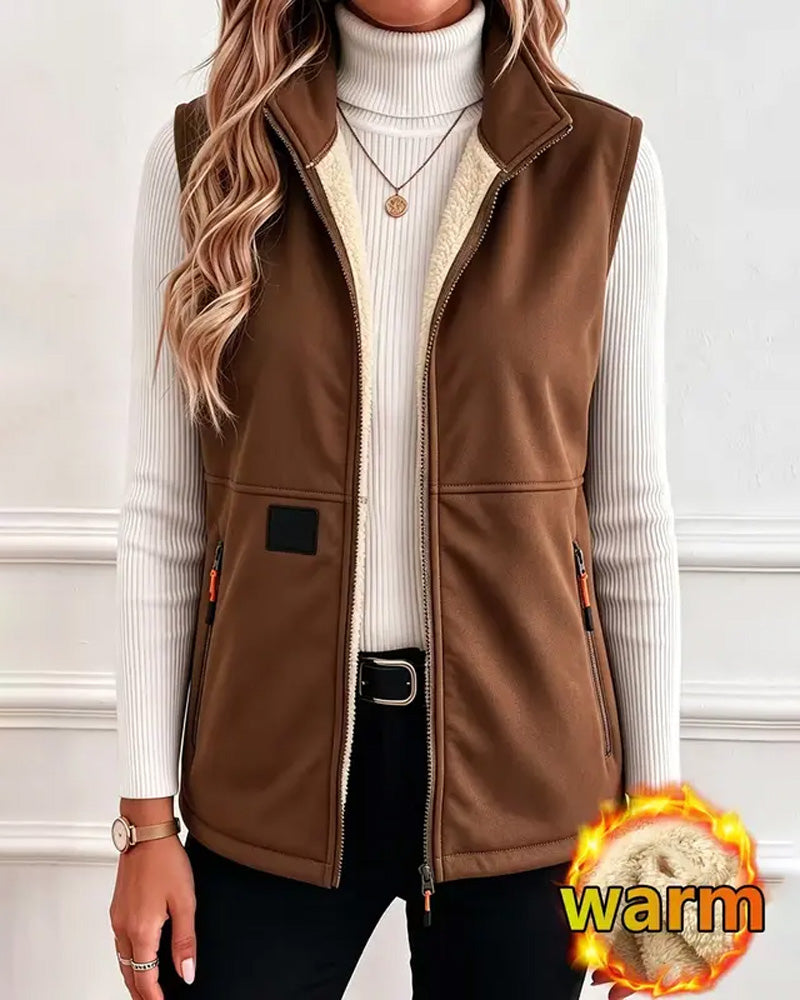 Cardigan Gevoerd Polar Fleece Open Voorzijde