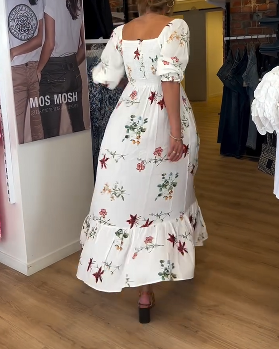 Jurk Wijde Kraag Gedrukt