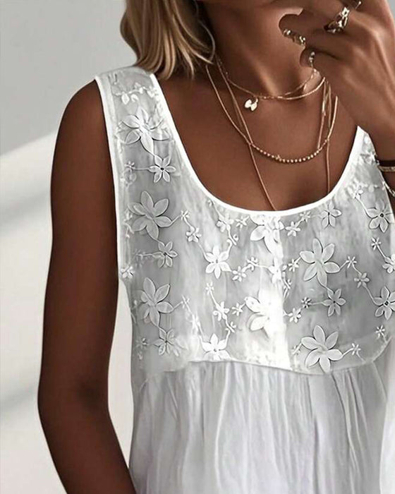 Tank Top U-Hals Mouwloos Effen