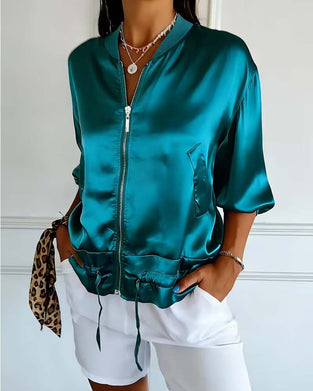 Jassen Mandarin Kraag Rits Zak Taille