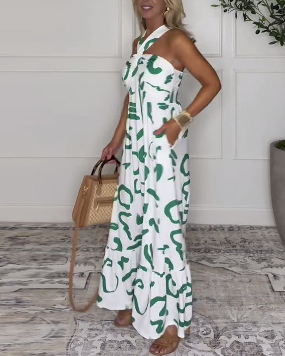 Jurk Halternek Bedrukt Rugloos Sexy