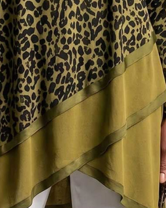 Luipaardprint Top Met Asymmetrische Zoom
