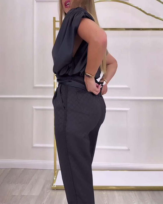 Blouse Lantaarnmouwen One-Shoulder Effen Kleur