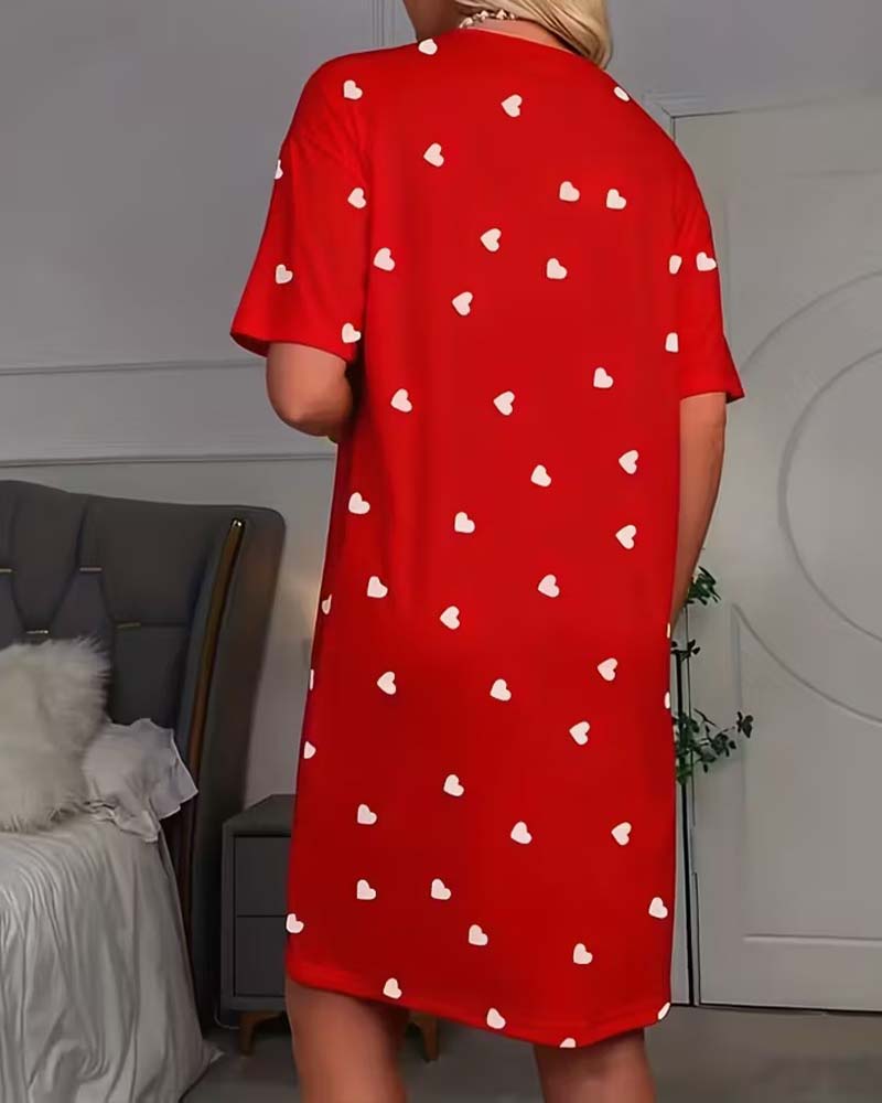 Jurk Letter Hartprint Casual Nachtjapon