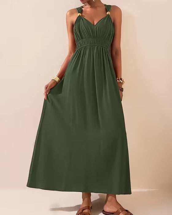 Jurk Mouwloos Gerimpeld Beugel Taille-Trekkend