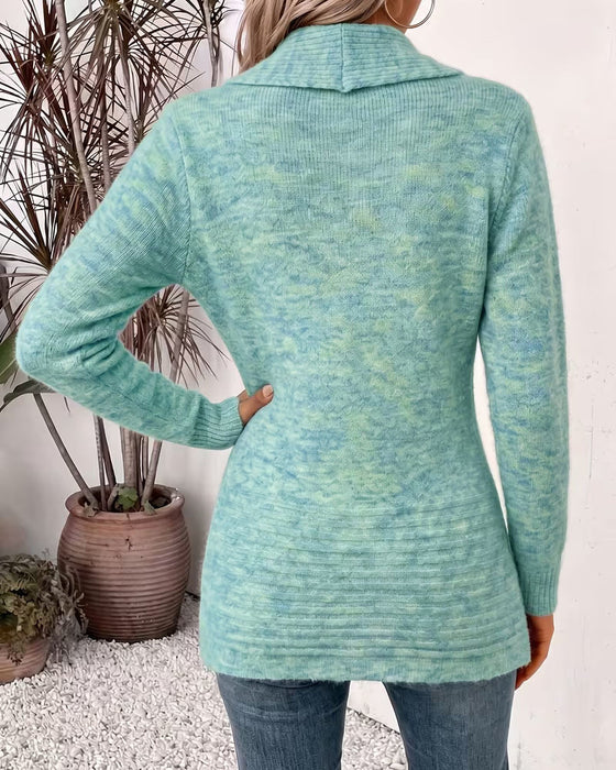 Cardigan Effen Kleur Knoop Versierd