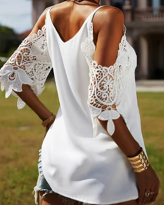 Blouse Off-Shoulder Hol Effen