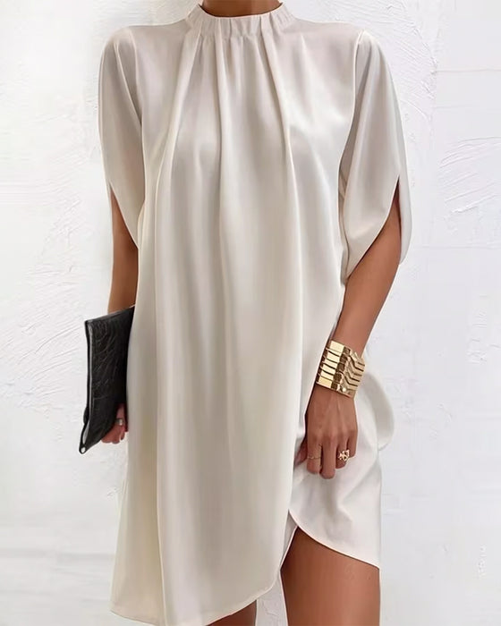 Jurk Casual Hoge Hals Recht Effen