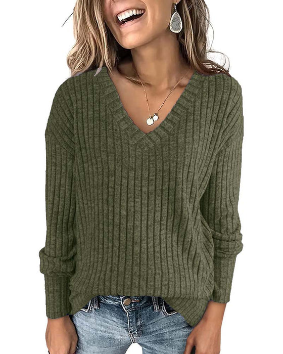 V‑Hals Lange‑Mouw Top