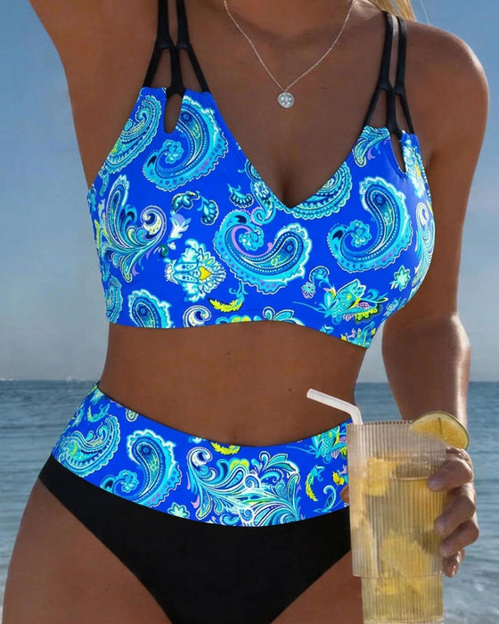 Bikini Kleurblok Band Paisley