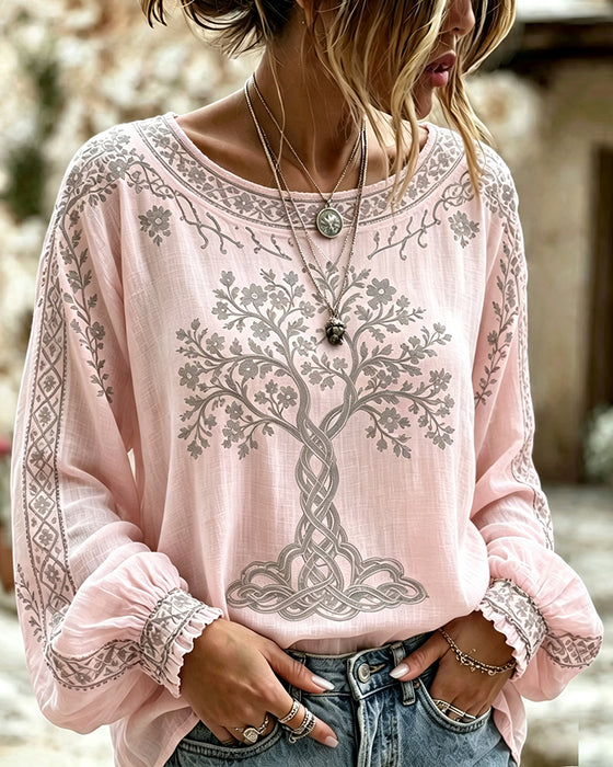 Blouse Rondhals Boom Print Casual