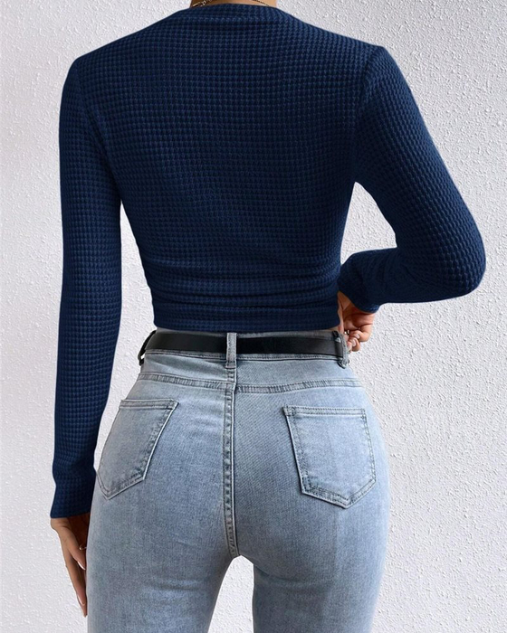 Top Slim Fit Veelzijdig Lange Mouw