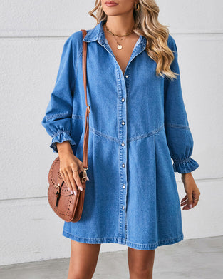 Langmouw Patchwork Denim Jurk
