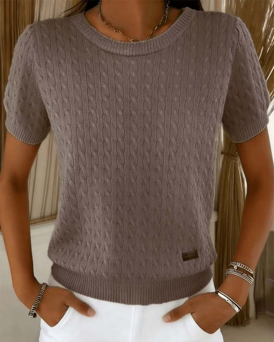 Pullover Ronde Hals Korte Mouw Effen Casual