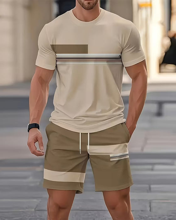 Set Gestreept Casual Korte Mouw