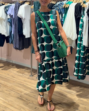 Ronde hals mouwloos bedrukte jurk