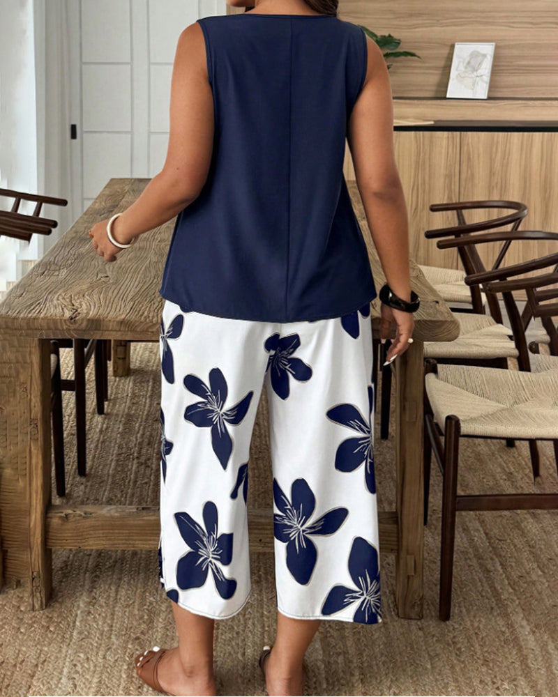 Set Elegant Print Mouwloos