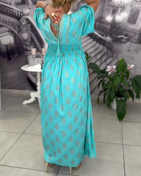 Jurk Losse Vakantieprint Taille Maxi