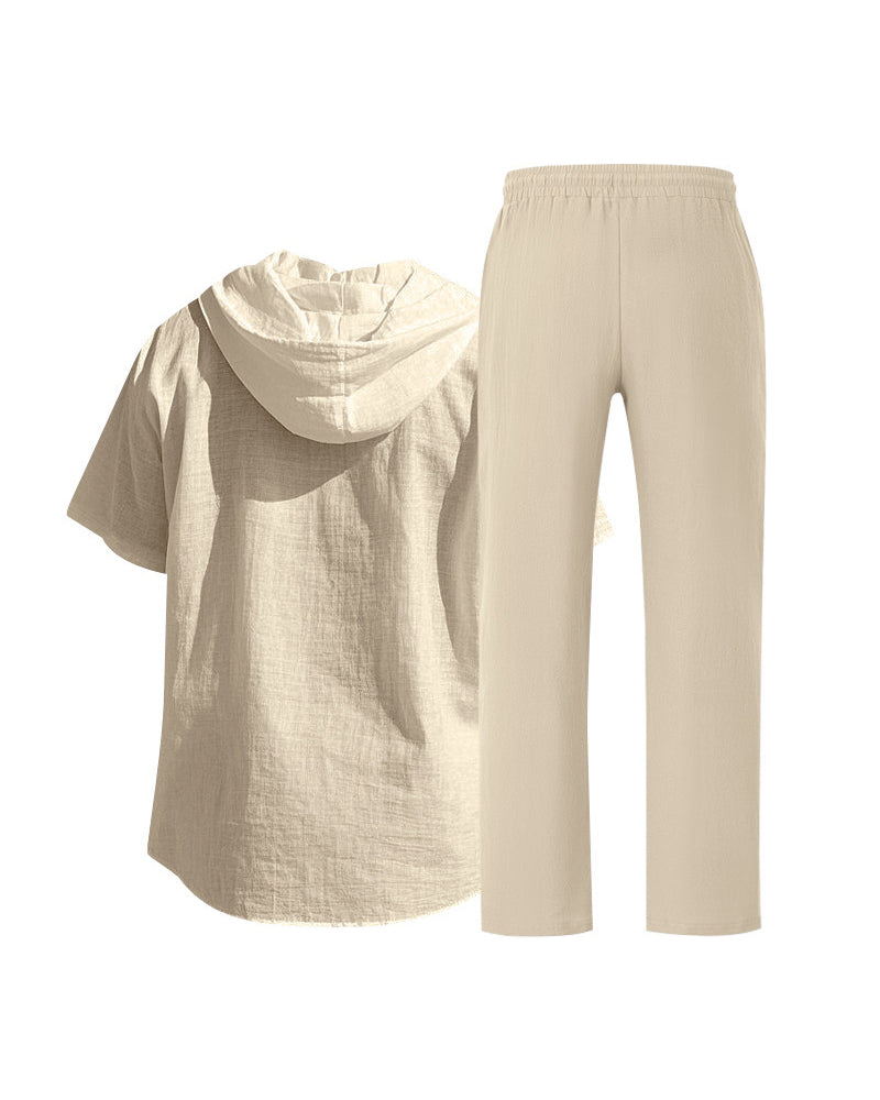 Heren Lichtgewicht Capuchon Tweedelig Set Voor Zomer Casual Wear