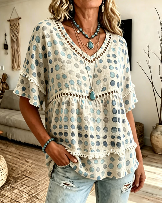 Blouse Franje V-Hals Stipje Babydoll