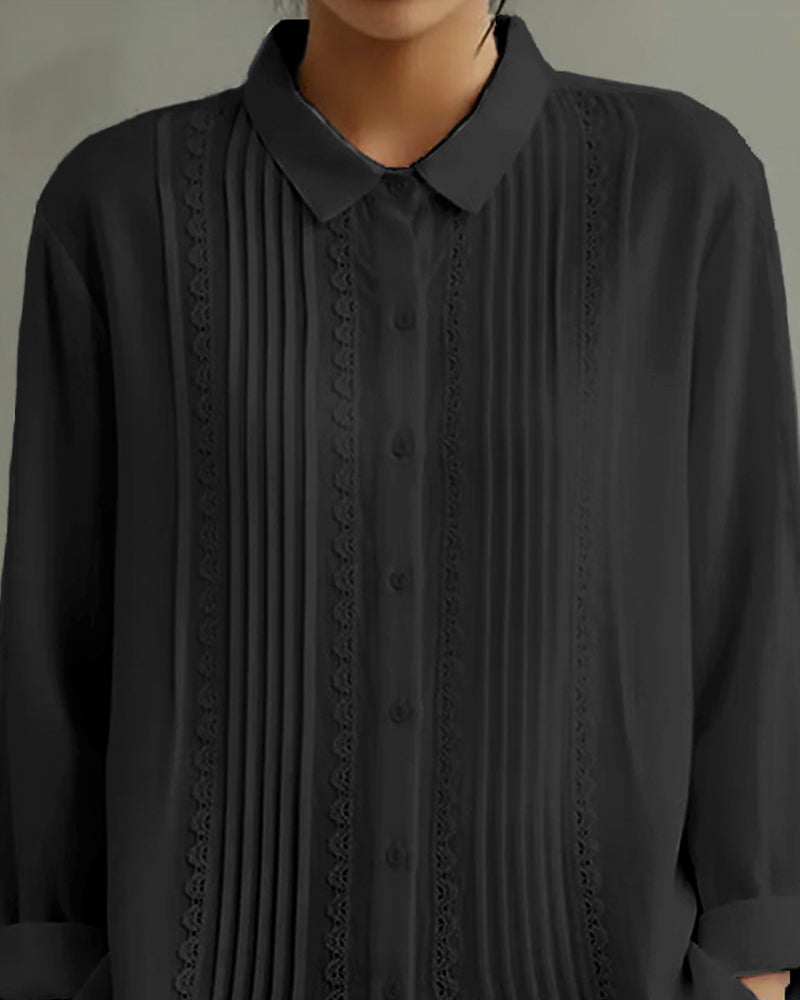 Shirt Poppenkraag Effen Kleur Langmouw