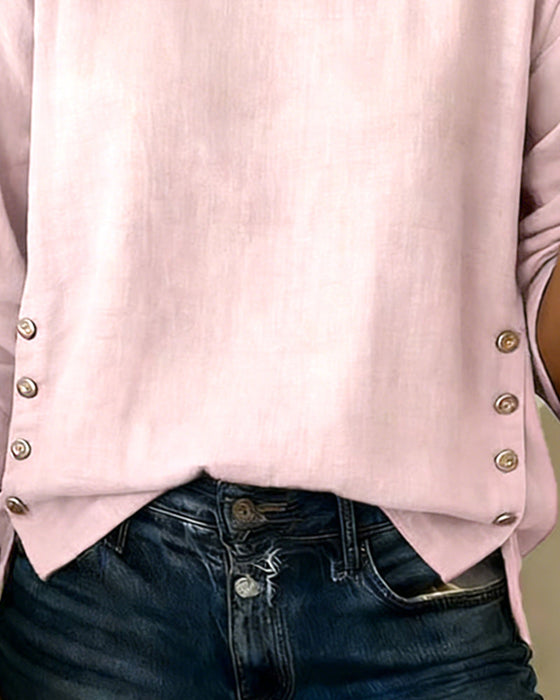 Top Casual Ronde Hals Knopdesign