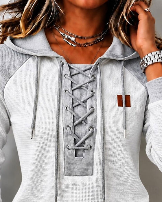 Hoodie Capuchon Rijgstrook Spliced