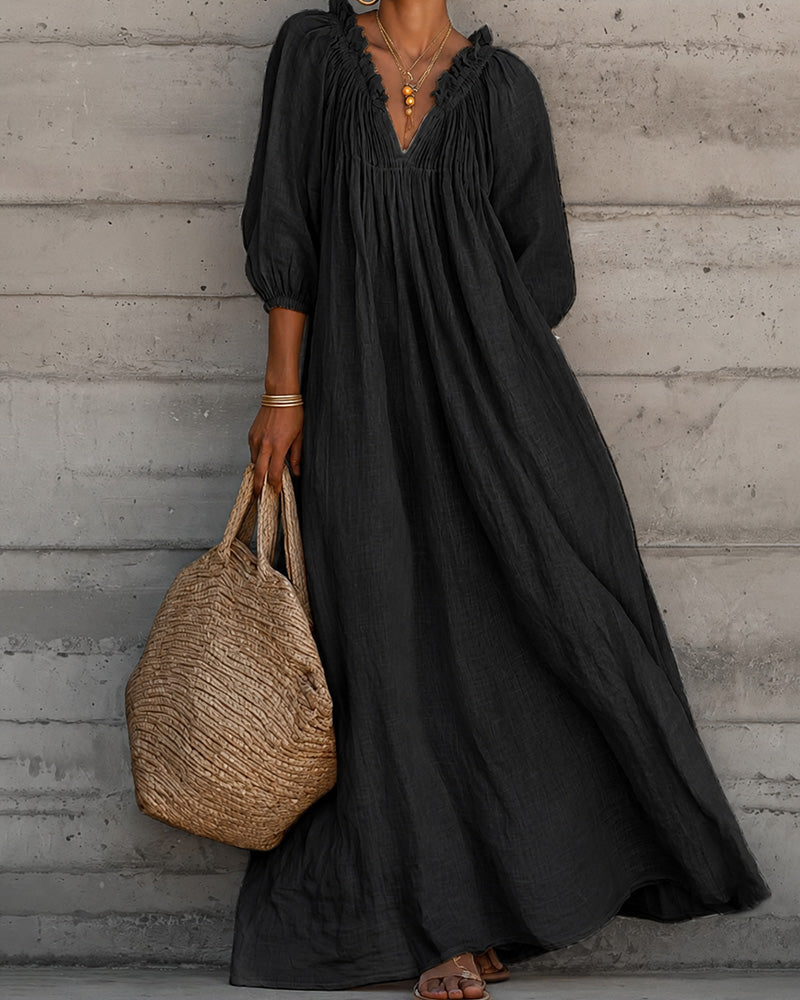 Jurk Puur Wit Ballon Mouw Volle Rok Maxi
