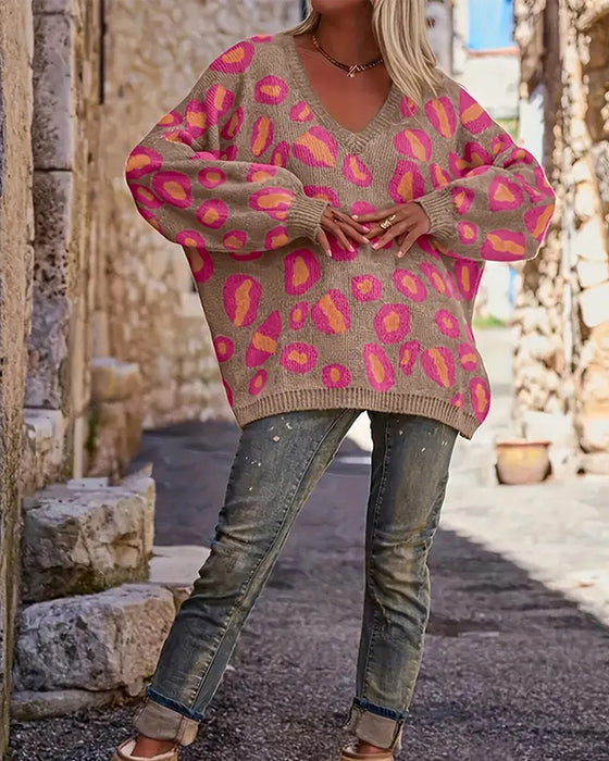 Trui casual v-hals warm los