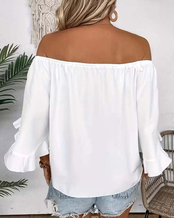 Blouse Bandage Off-Shoulder Gerimpelde Mouw