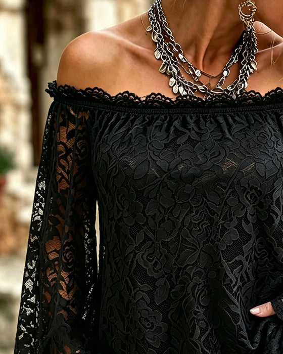 Top Off-Shoulder Kant Patchwork Los