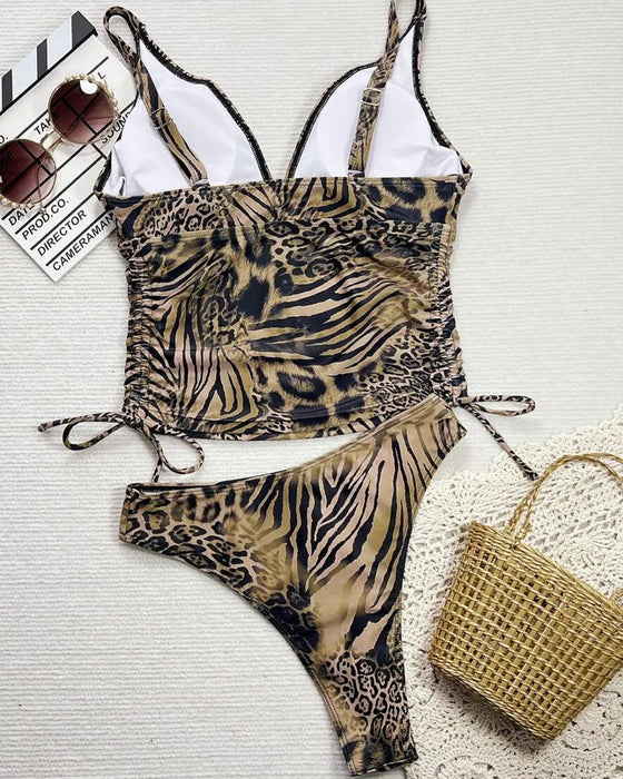 Bikini Bind Band Halter Luipaard Print
