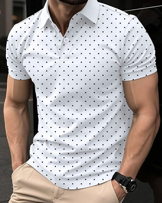 Casual Polo-Kraag T-Shirt Met Kleine Stippen