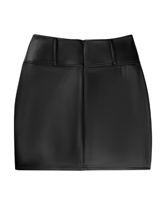 Rok Kant Patchwork Bodycon PU