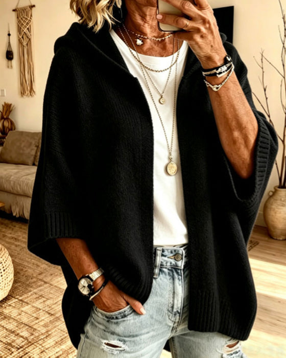 Cardigan 3/4 Mouw Capuchon Casual