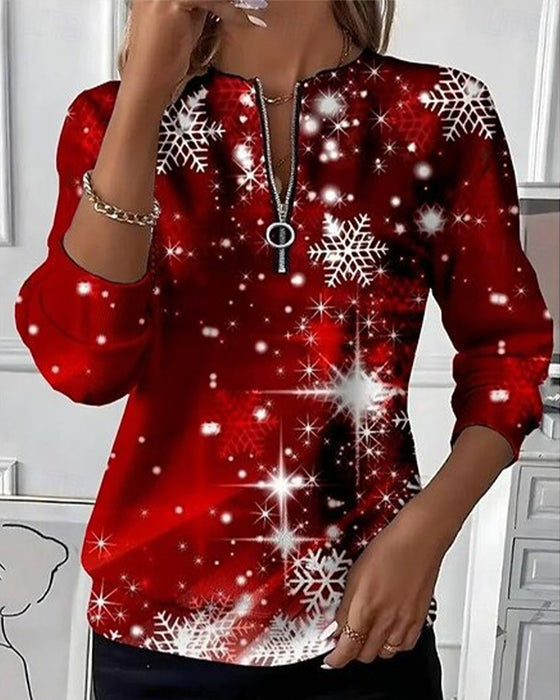 Sweatshirt Kerst Sneeuwvlok Half-Rits