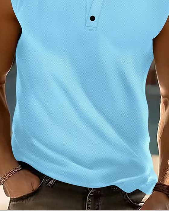 Tanktop Heren Henley Effen Sport