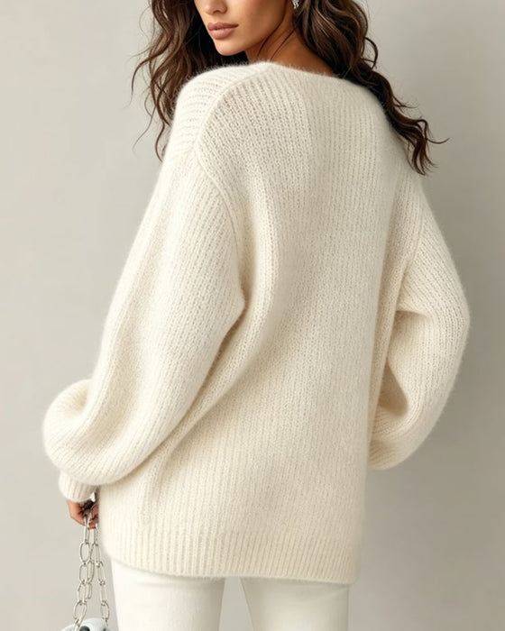 Pullover Halve Rits V-Hals Casual