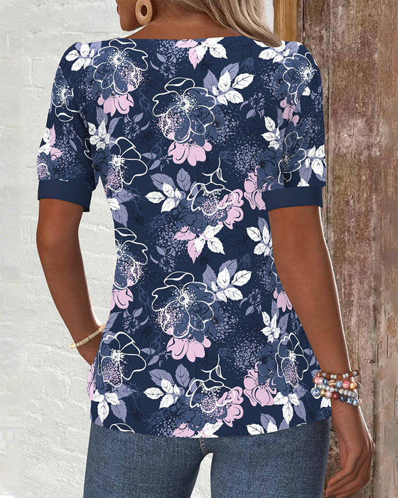 Blouse Off-Shoulder Korte Mouw Geprint