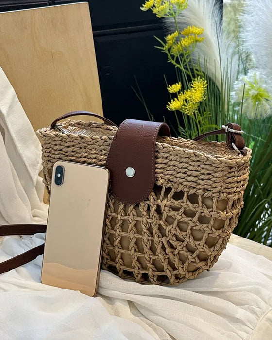 Tas Boho Halfcirkelvormig Hol Stro
